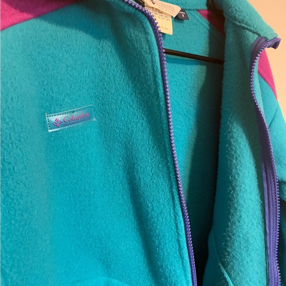 Vintage Columbia Fleece Jacket Teal Purple Colorblock 90s - Picture 9 of 11